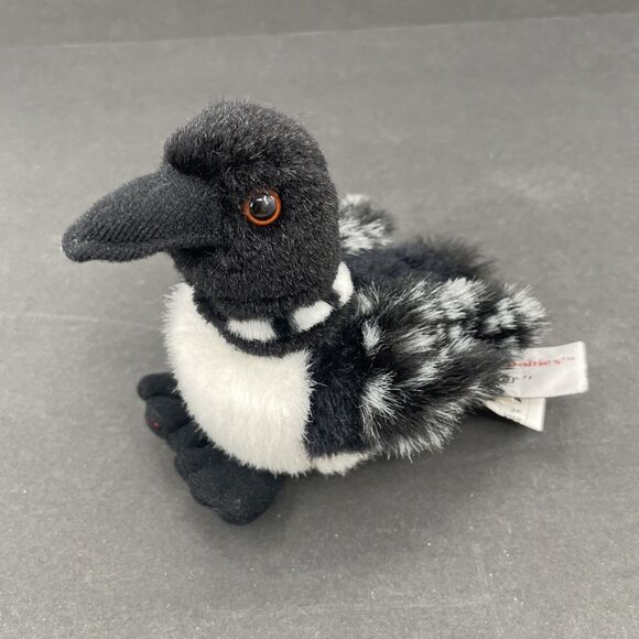 Maplefoot Babies Loon Bird Diver Plush Stuffed Toy Animal House Black White 6" - Picture 1 of 12